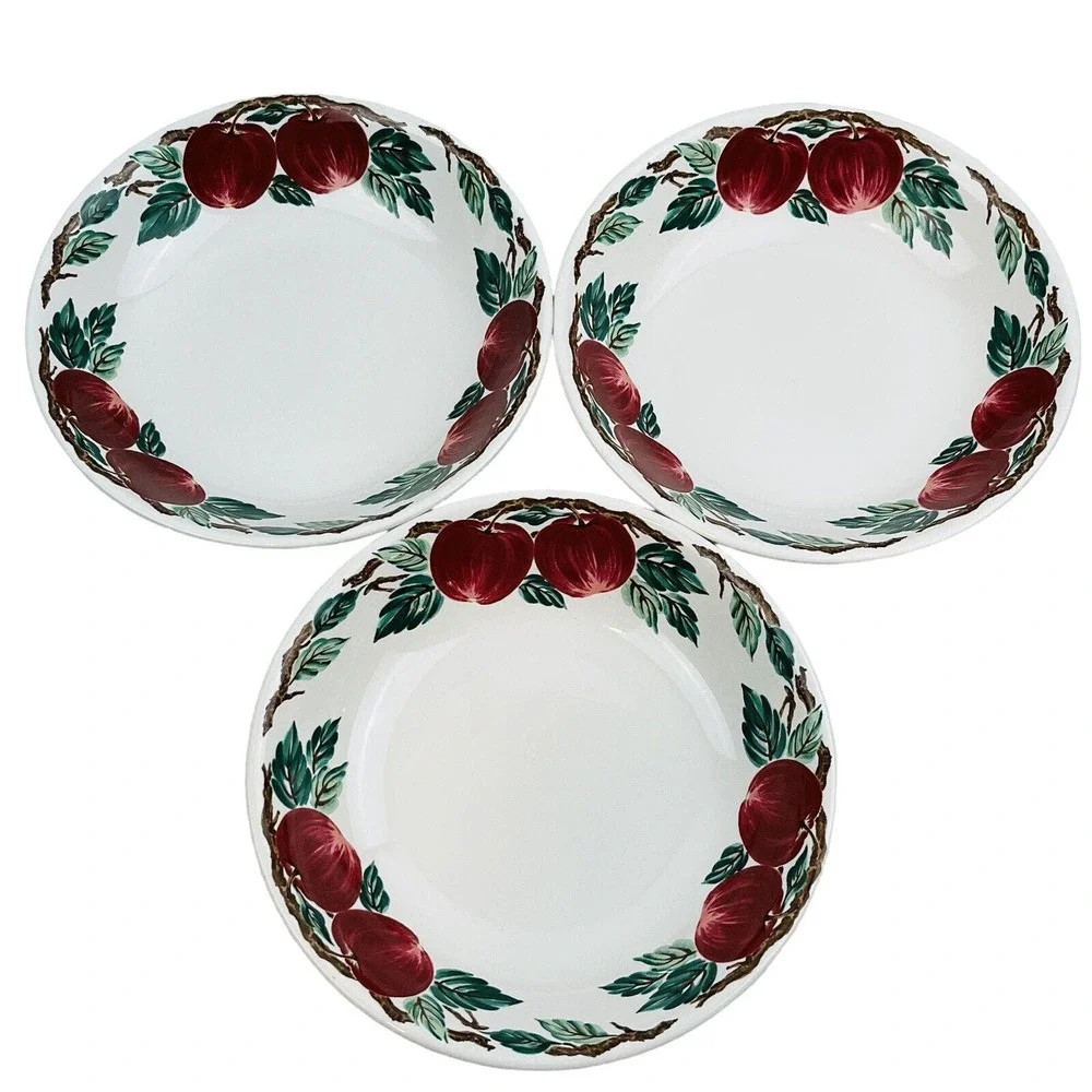 Nancy Calhoun Bella‎ Roma 3 Coupe Soup Bowl Lot Apples Cafe Classico Vintage